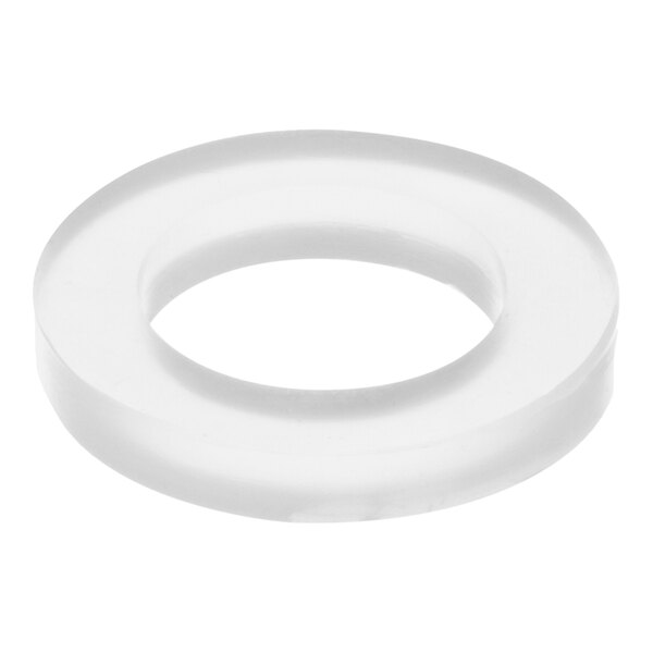 A white plastic circle with a hole in it.