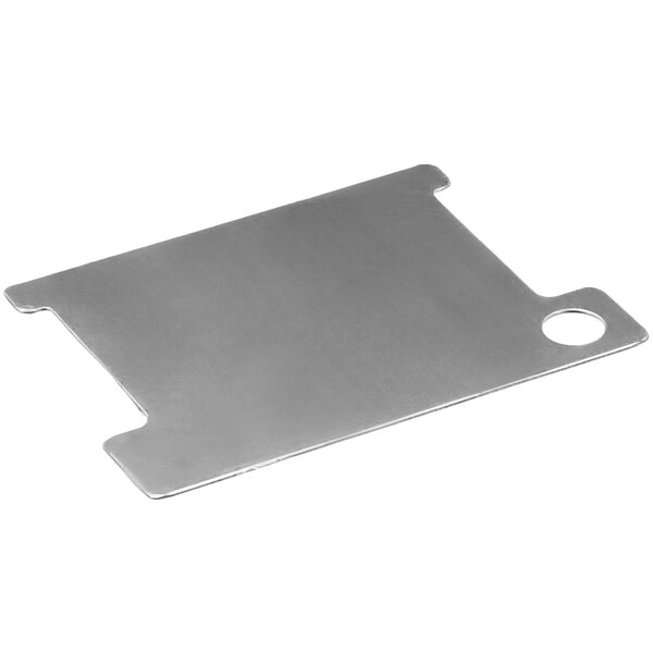 A silver metal plate with a hole in it, the Cornelius 620059707 Tj 430Ss Gate Restrictor.