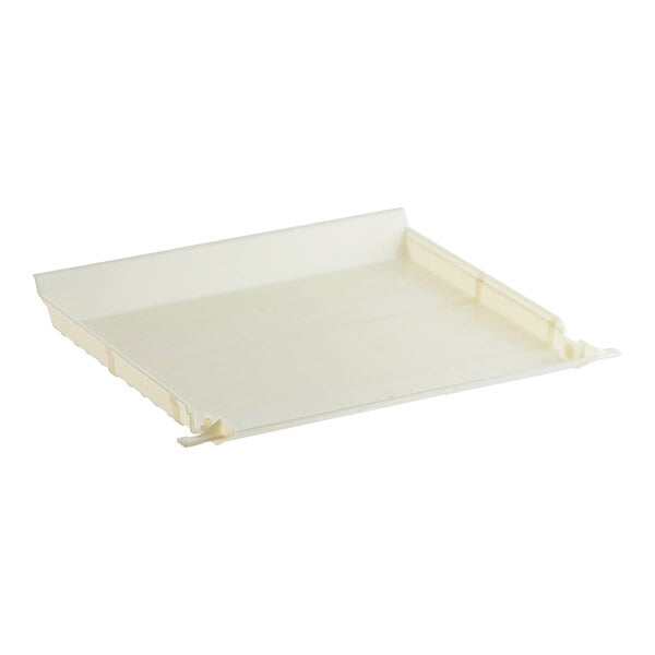 A white Ice-O-Matic splash curtain tray with a white edge.