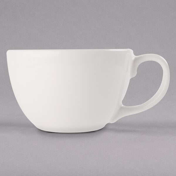 a close up of a white cup