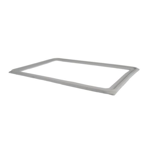 A white rectangular gasket with a small hole in the middle.