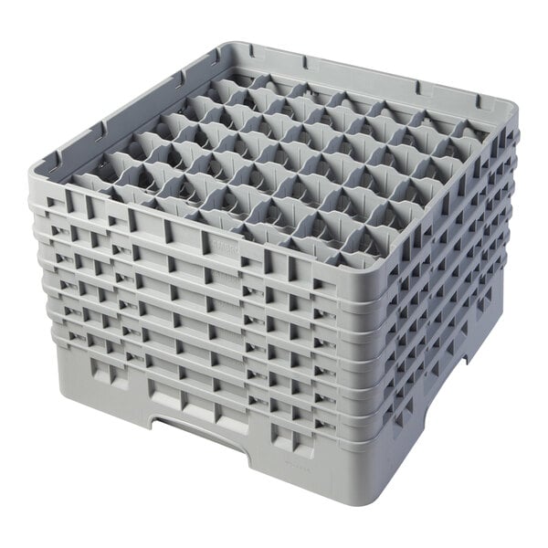 Cambro 49S1114151 Soft Gray Camrack Customizable 49 Compartment 11 3/4" Glass Rack with 6 Extenders