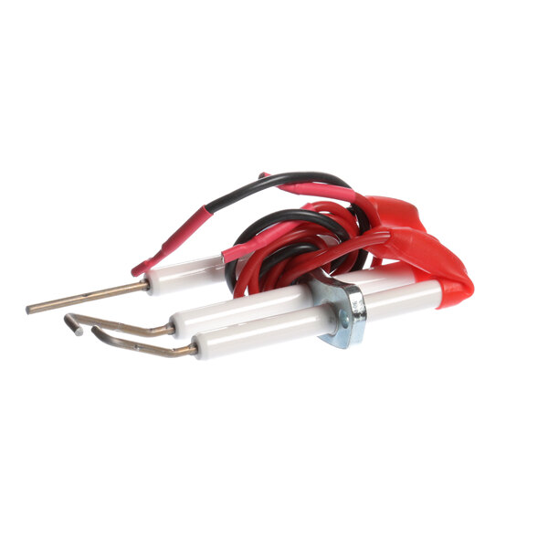 An Electrolux ignitor rod with red and white wires.