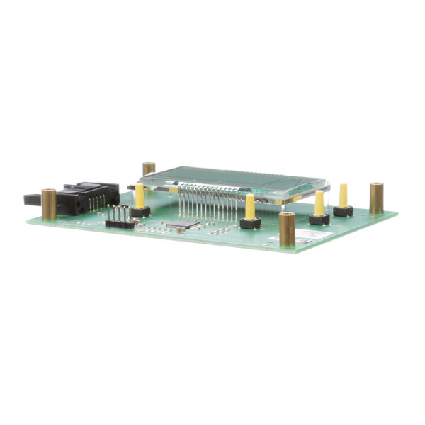 A close-up of a green Lochinvar Interface Control circuit board with yellow and black components.