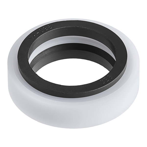 A white and black rubber retainer seal for a Hobart mixer.