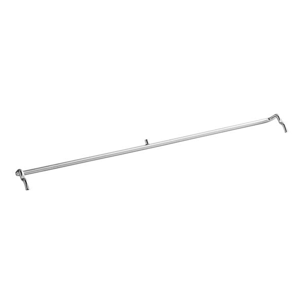 A long silver metal rod with two hooks.