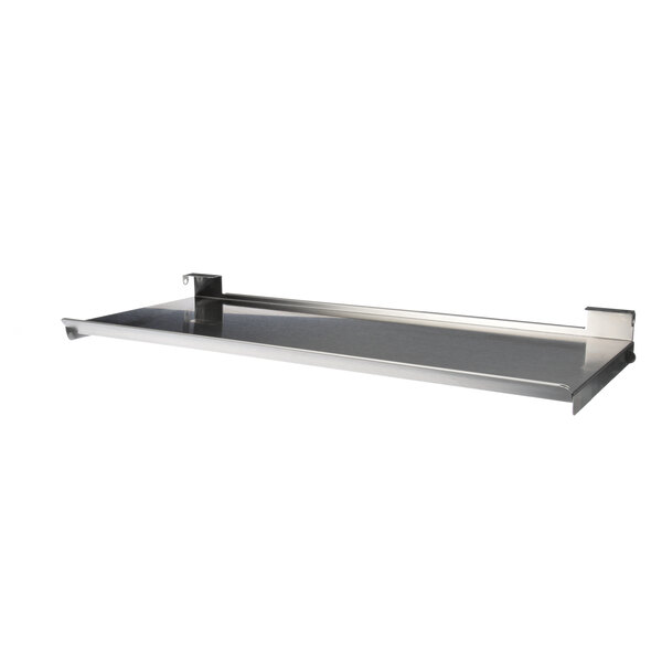 A stainless steel Lancer lid shelf with a metal handle.