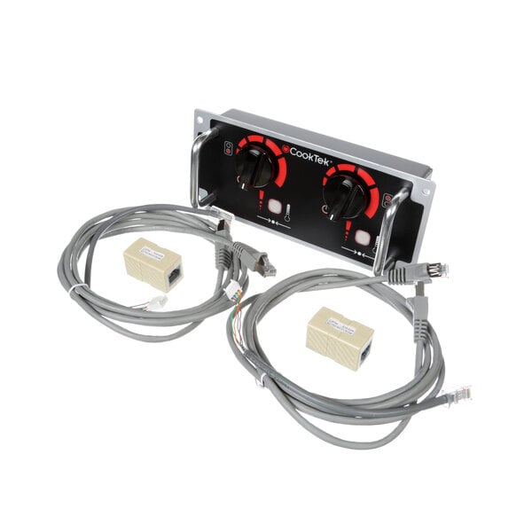 A CookTek controller with a black and red control panel and wires.
