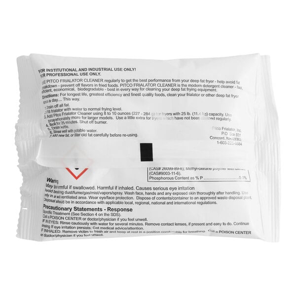 An 8 oz. packet of Pitco P6071400 fryer cleaner for professional use.