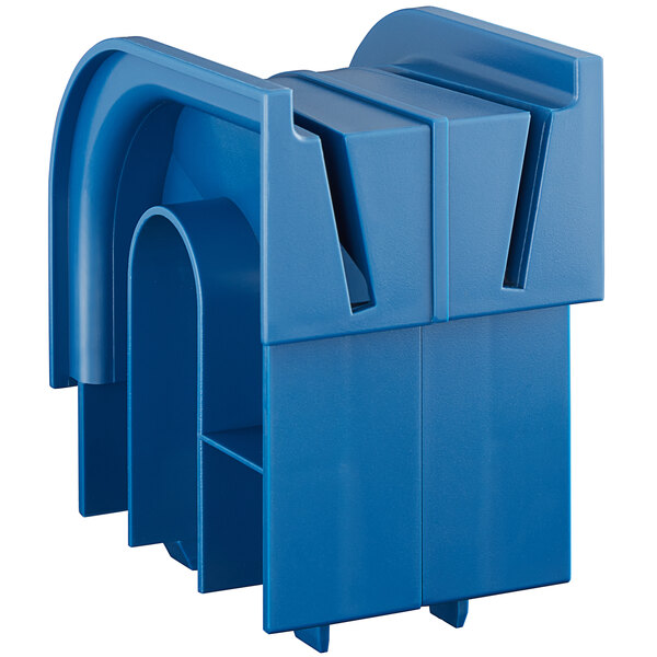 A blue plastic Edlund knife guard with a hole in the middle.