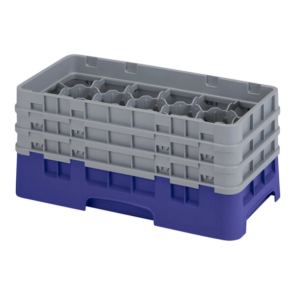 A navy blue plastic tray with 17 compartments and 3 extenders.