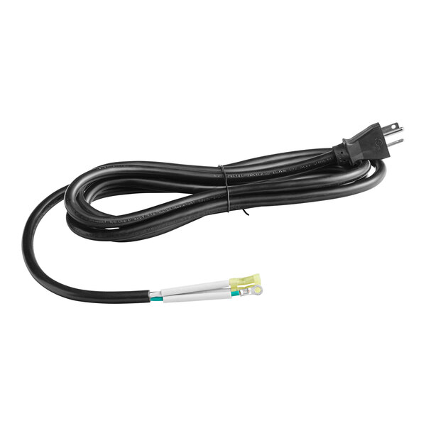 A black Vulcan cord with a green wire, silver tip, and white plug.