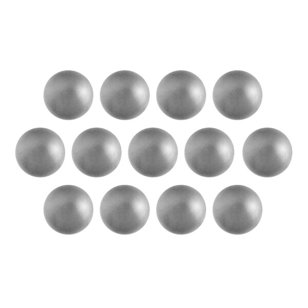 A set of grey ball bearings.