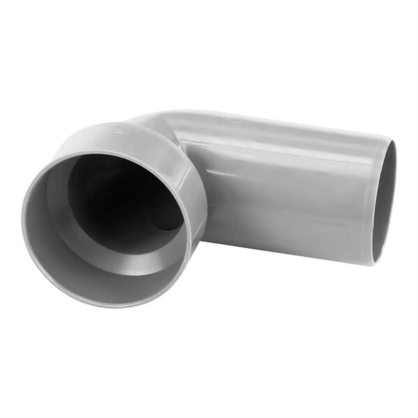 a grey plastic pipe with a hole