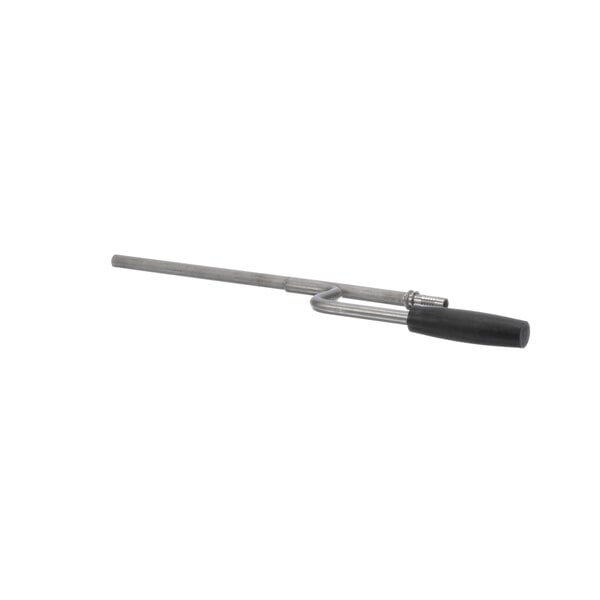 A long metal rod with a black handle.