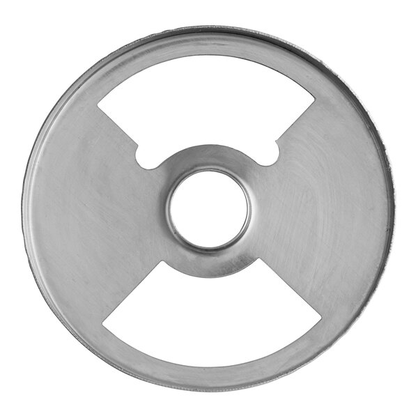 A stainless steel circular American Range air shutter.