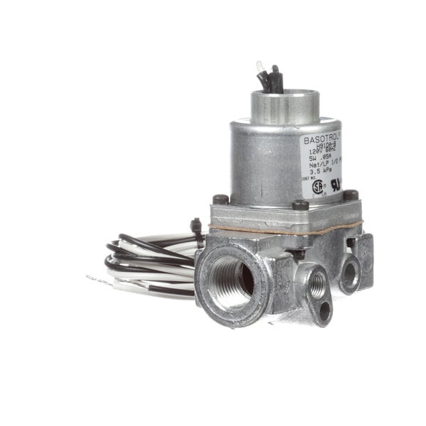 A Middleby Marshall solenoid valve with a wire attached.