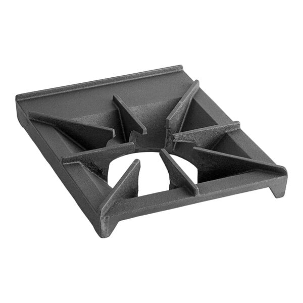 A black metal Vulcan Hart range rear grate with four holes.
