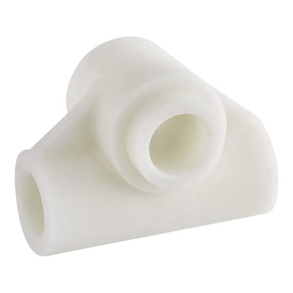 A close-up of a white plastic Hobart slider rod.