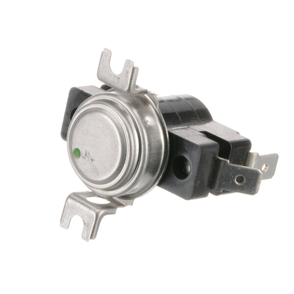 A close-up of a Baxter Hi Limit switch with a green light.
