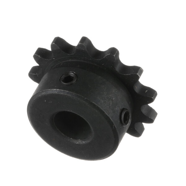 a black gear with a hole