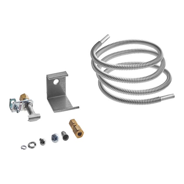 A Blodgett 55252 pilot kit with a coiled metal hose, mounting bracket, valve, and assorted fittings.