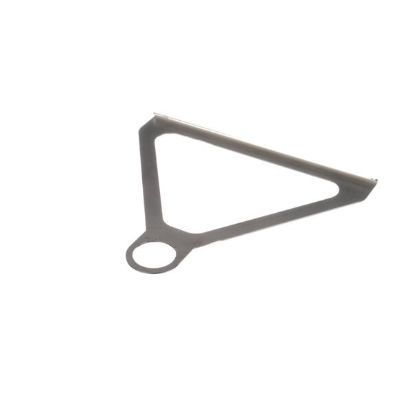 A metal triangle with a hole in it.