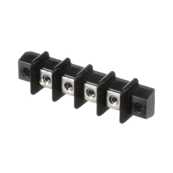 A close-up of a black and silver ProLuxe 6994 terminal block with four screws.