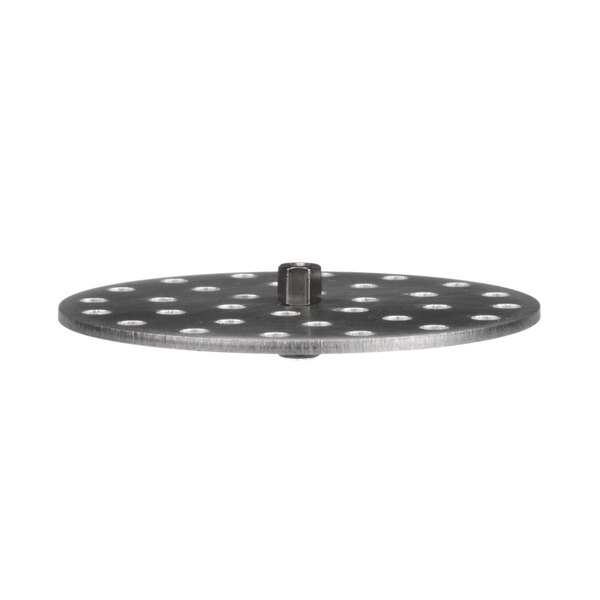 A metal Antunes 7001317 diffuser disc with holes.