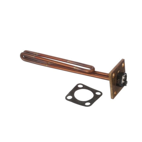 A Hatco heater element with a black gasket and hole in the middle.