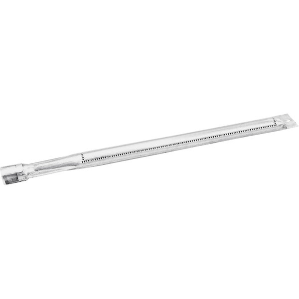 A silver metal tube with a hole in the end.