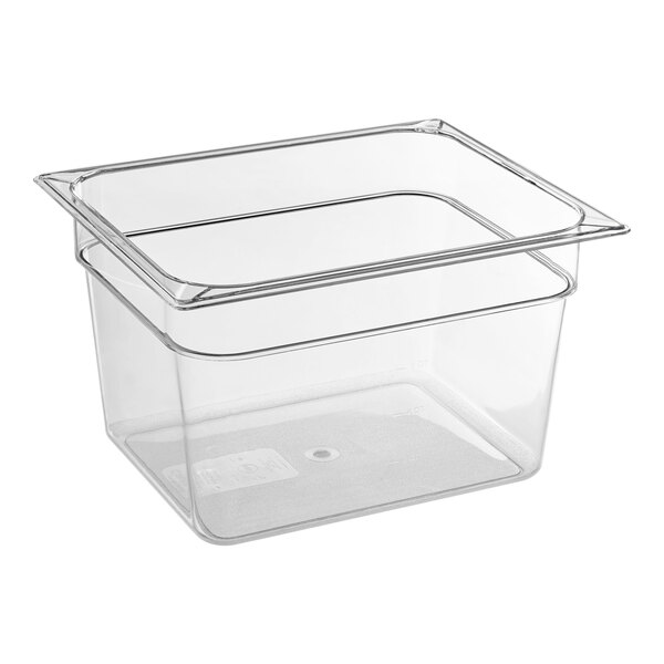 A Carlisle clear plastic food pan.