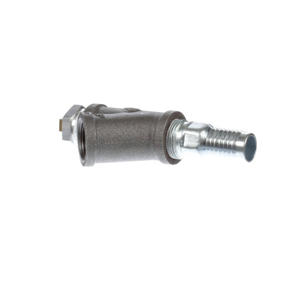 A metal pipe with a threaded end.