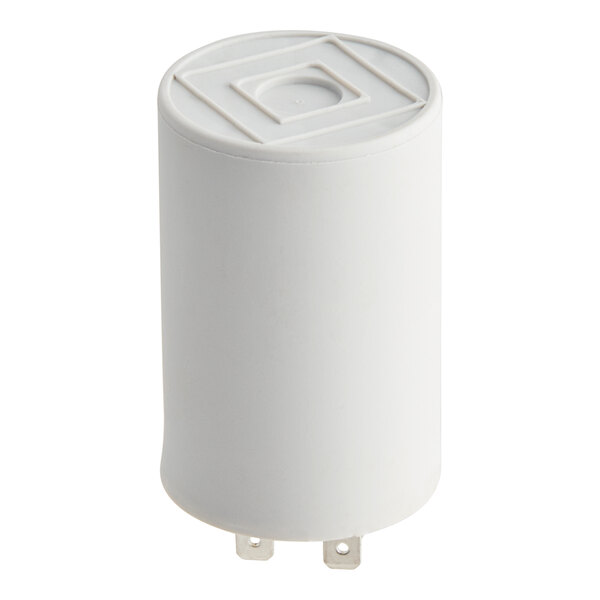 A white cylinder with a square cap.