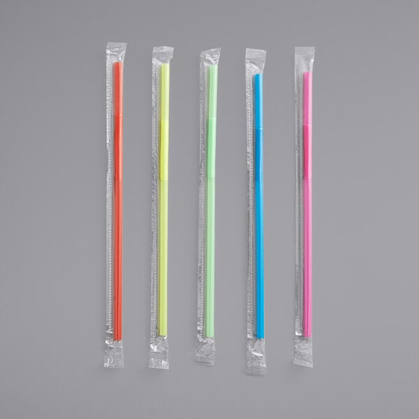 Extra Wide Assorted Unwrapped Neon Milkshake/Smoothie Straws
