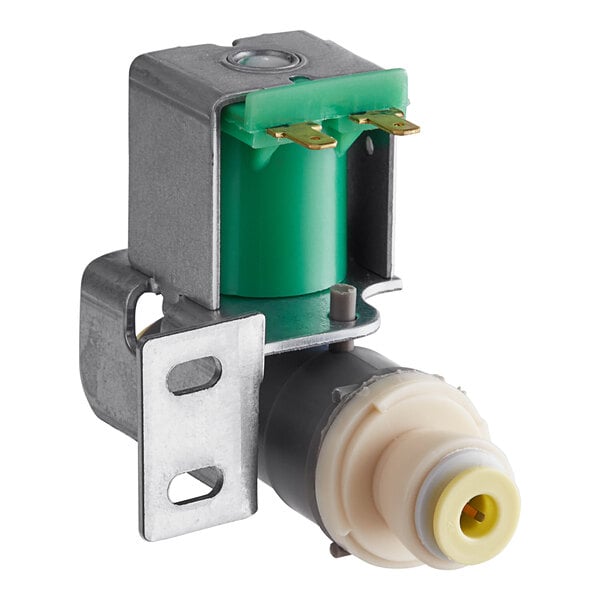 a small metal device with a green cylinder