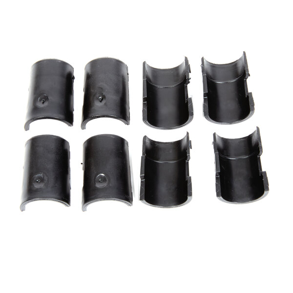 A black plastic pipe with a white circle.