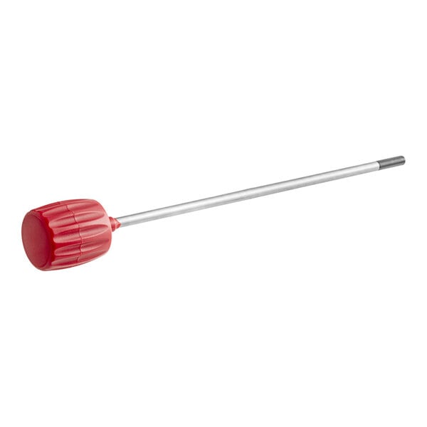 A red plastic center plate rod with a metal knob.