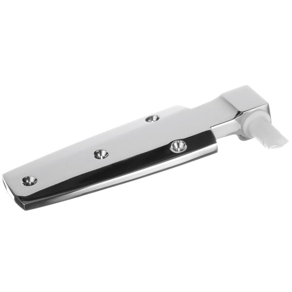 A chrome door flange with silver and black metal parts.