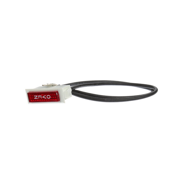 A Vulcan rectangular signal light indicator with red and white cables and a black rubber ring.