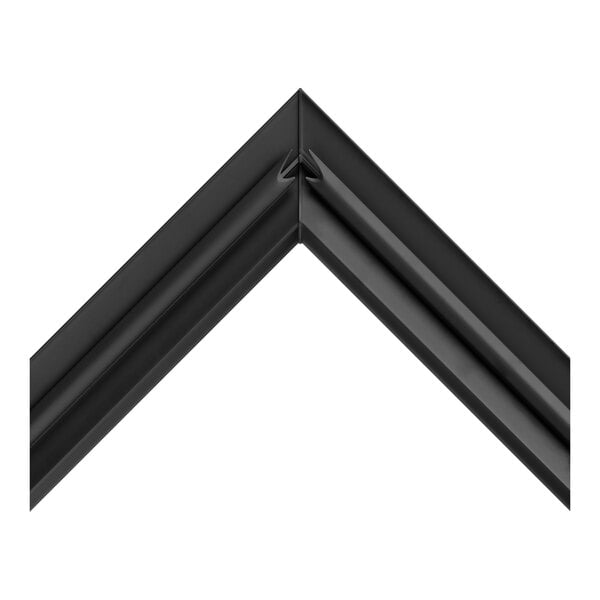 A black rubber gasket with a right-angle corner, designed for sealing purposes.