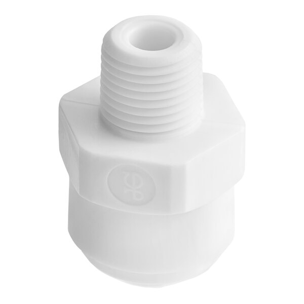 A white plastic Manitowoc Ice pipe fitting.