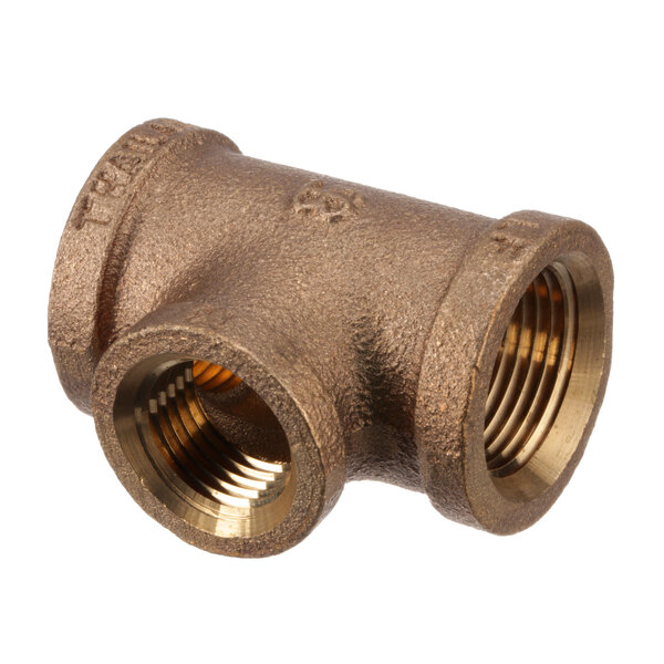 An Insinger brass threaded pipe fitting.