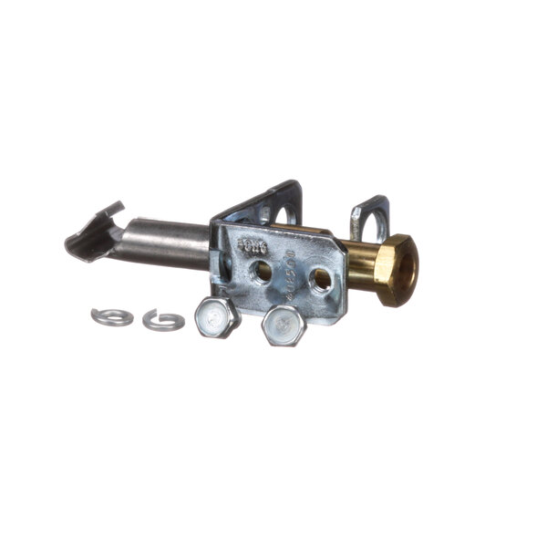 A Montague pilot burner with two nuts and a screw.