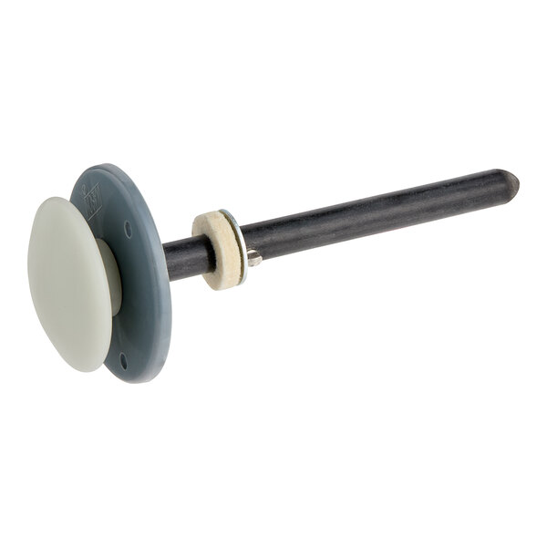 A close-up of a white and grey Kason release lever.