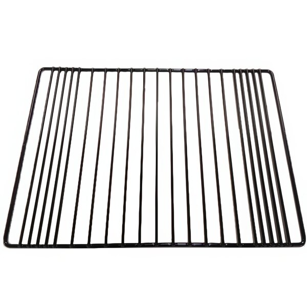 A black metal grid rack.