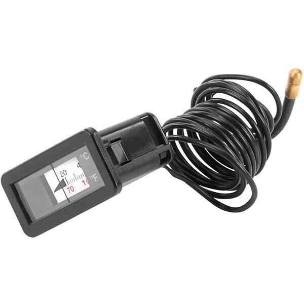 A Jet Tech temperature gauge with a black cord and gold connector.
