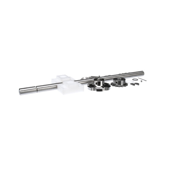 A metal rod with screw and nut attachments.