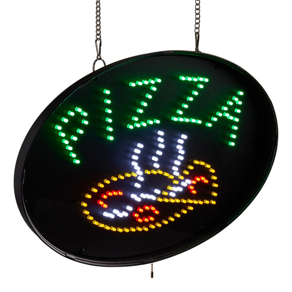 Pizza BY THE Slice Sign Animated LED Pizza Window Sign Pizza Place Retail Sign 