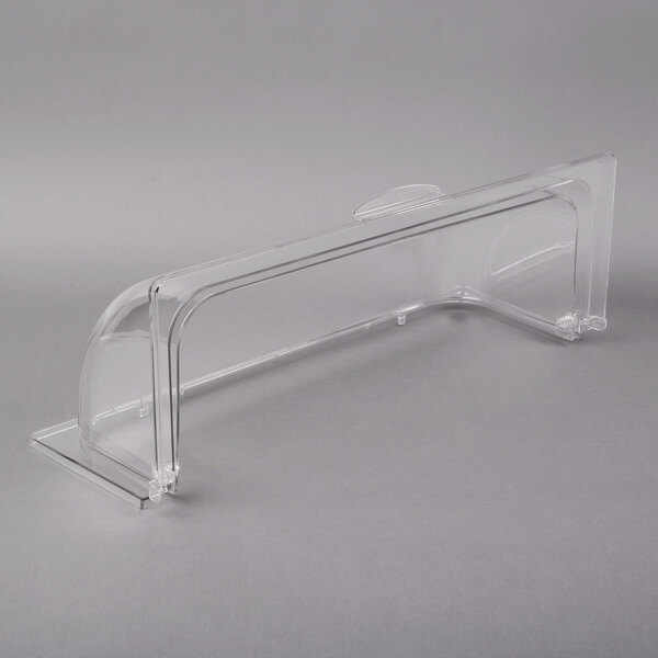 A clear plastic rectangular cover on a counter over food display baskets.